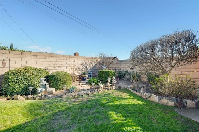 view of yard featuring a fenced backyard