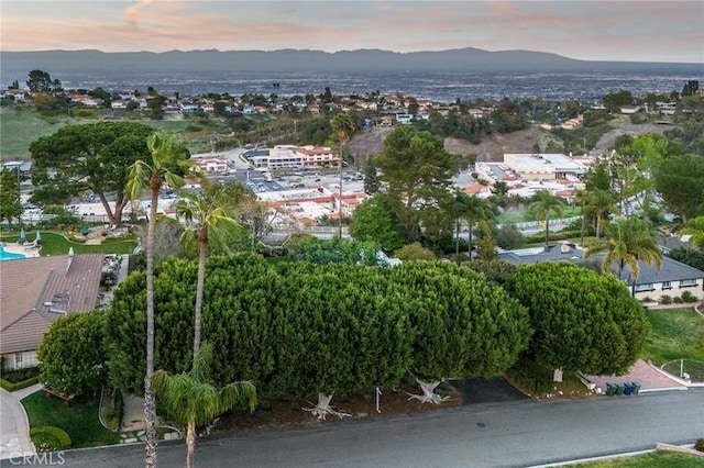 bird's eye view with a mountain view