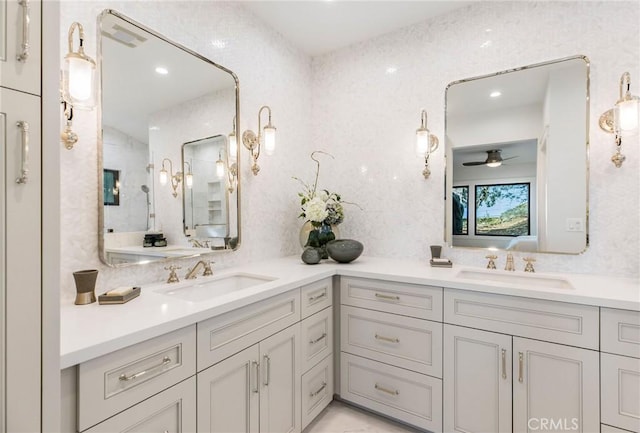 5353 Middlecrest Rd, Rancho Palos Verdes, CA 90275 - full bathroom with ceiling fan and vanity