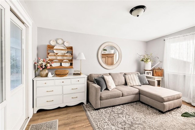 living area featuring light wood-type flooring