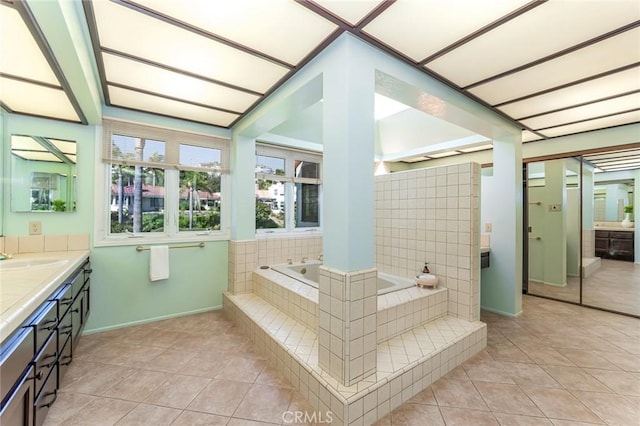 561 Avenida Del Verdor, San Clemente, CA 92672 - full bath featuring double vanity, a garden tub, and tile patterned flooring