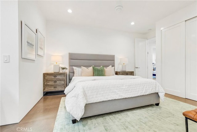 bedroom with recessed lighting