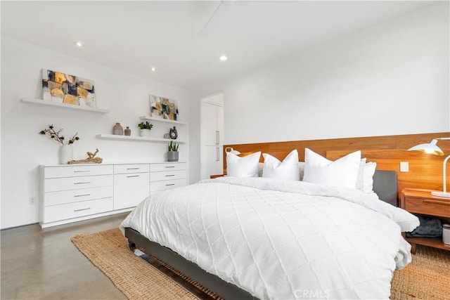 223 Robinhood Pl, Costa Mesa, CA 92627 - bedroom with recessed lighting and concrete floors