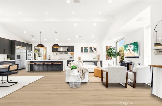 223 Robinhood Pl, Costa Mesa, CA 92627 - living room with light wood-type flooring and recessed lighting