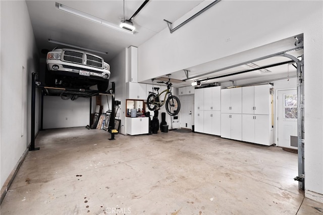 garage with a garage door opener