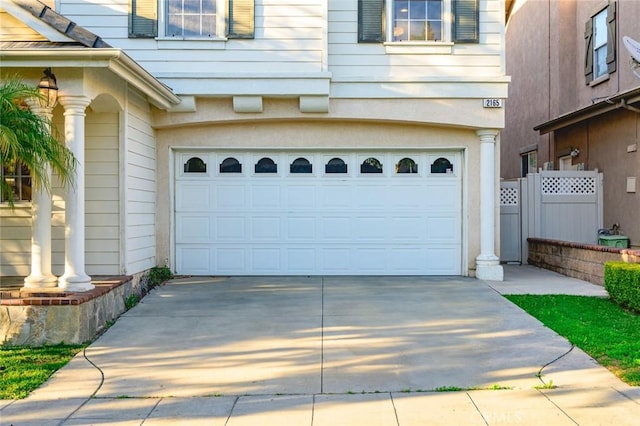 garage with driveway