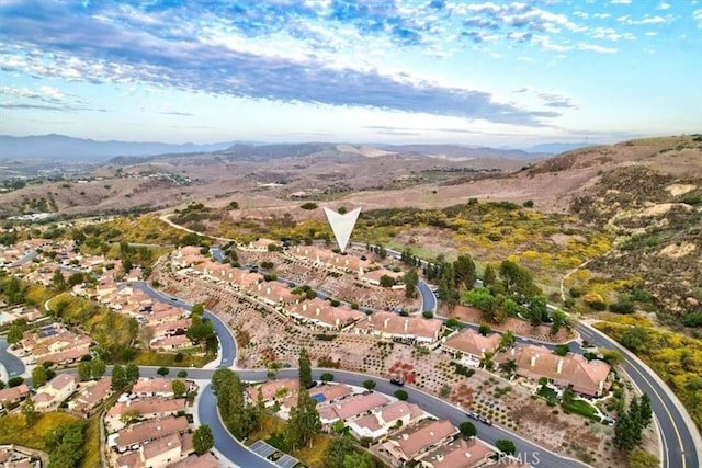 bird's eye view with a mountain view and a residential view