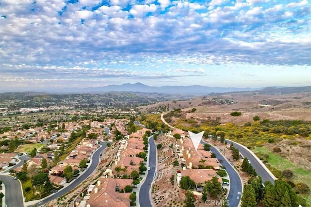 aerial view with a mountain view