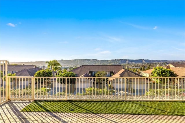 exterior space featuring a mountain view