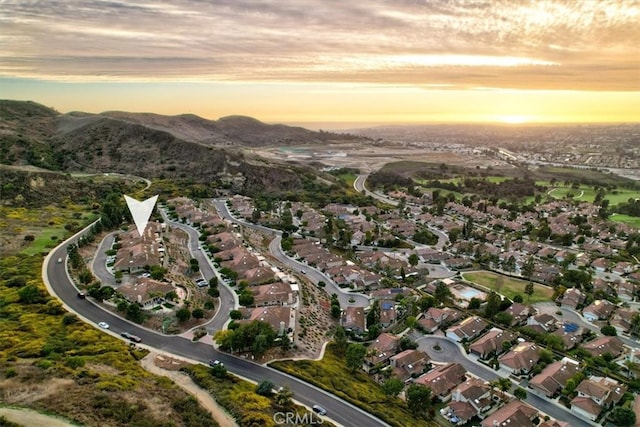 aerial view with a residential view and a mountain view