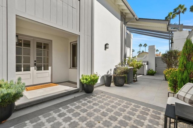 view of patio / terrace featuring french doors