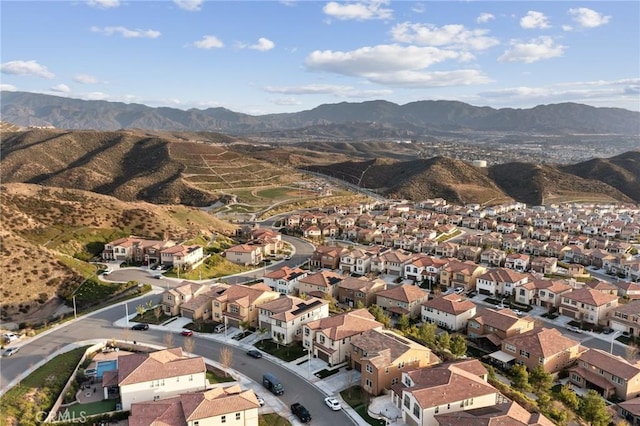 aerial view featuring a residential view and a mountain view