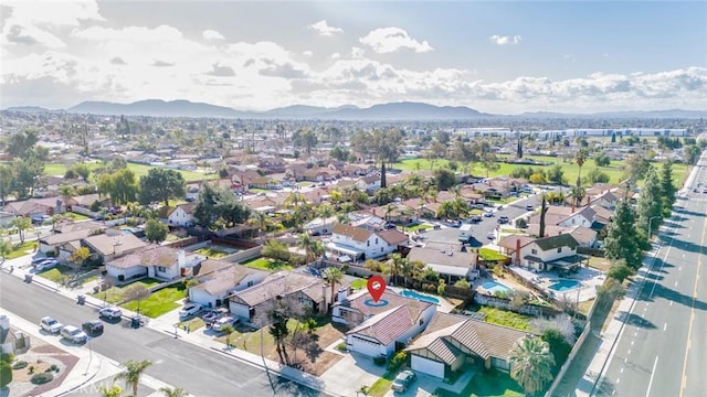 aerial view with a residential view and a mountain view