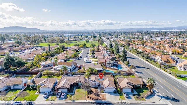 aerial view with a residential view and a mountain view
