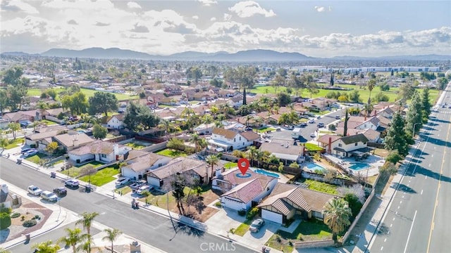 aerial view with a residential view and a mountain view