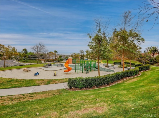 community playground with a lawn