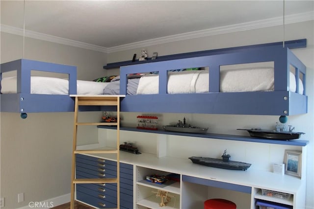 bedroom with crown molding