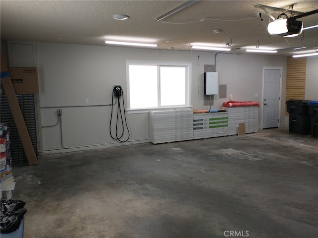 garage with a garage door opener