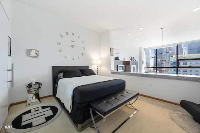 1100 Wilshire Blvd Unit 1808, Los Angeles, CA 90017 - bedroom with light colored carpet and recessed lighting