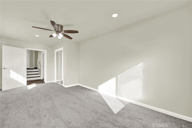 1495 S S, Corning, CA 96021 - carpeted spare room with recessed lighting, baseboards, and ceiling fan