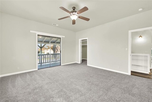 1495 S S, Corning, CA 96021 - spare room featuring baseboards, visible vents, carpet floors, and ceiling fan