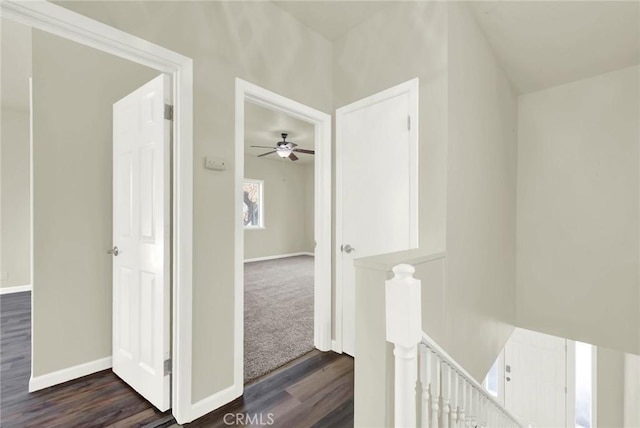 1495 S S, Corning, CA 96021 - hall with dark wood finished floors, an upstairs landing, and baseboards
