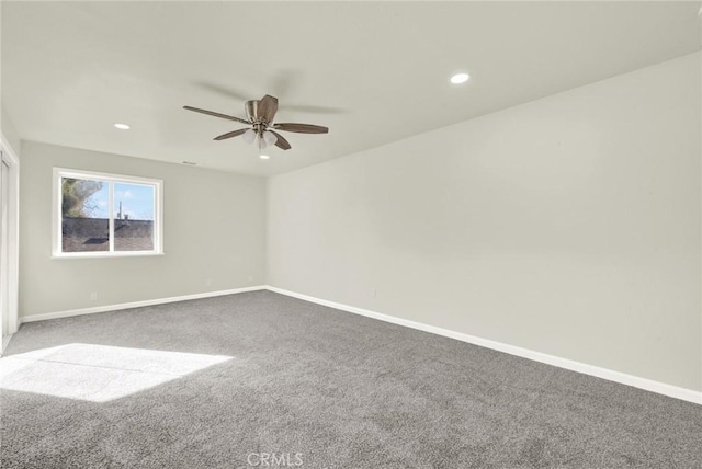 1495 S S, Corning, CA 96021 - carpeted empty room featuring recessed lighting, baseboards, and ceiling fan