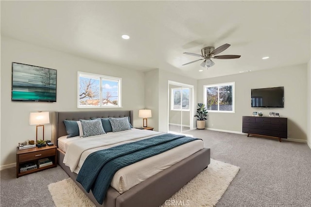 1495 S S, Corning, CA 96021 - bedroom featuring recessed lighting, carpet, baseboards, and ceiling fan