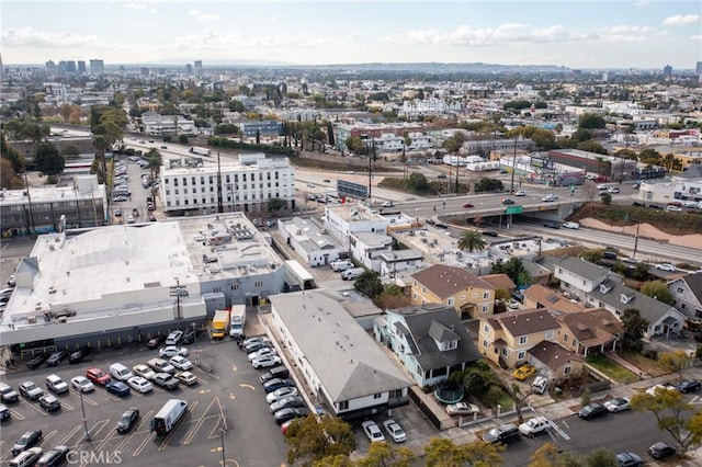 birds eye view of property with a city view