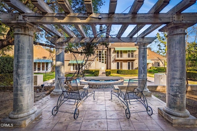 508 W Eucalyptus St, Ojai, CA 93023 - view of patio with a pergola and a pool with connected hot tub