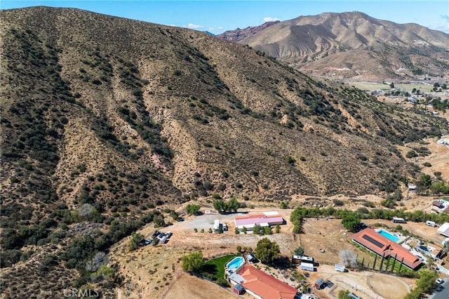 birds eye view of property featuring a mountain view