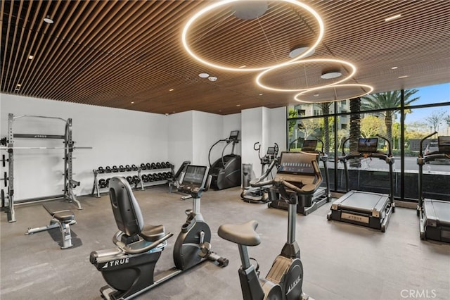 exercise room with a wall of windows