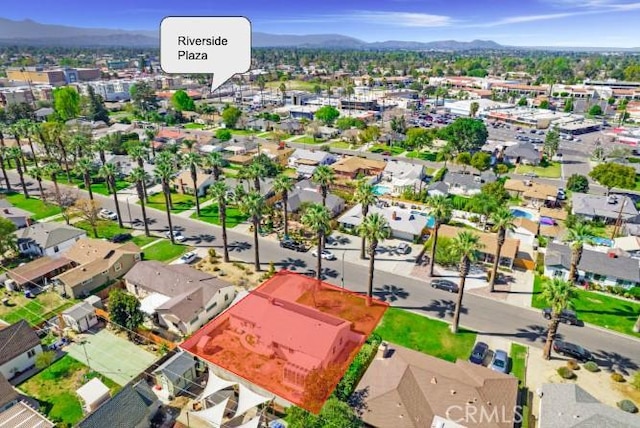 birds eye view of property featuring a residential view and a mountain view