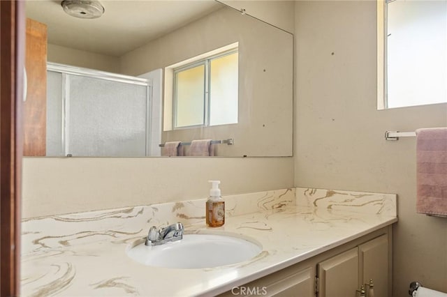27008 Everest Rd, Lake Arrowhead, CA 92352 - full bath featuring vanity and a stall shower