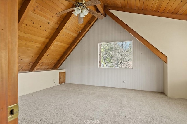 27008 Everest Rd, Lake Arrowhead, CA 92352 - bonus room featuring wooden ceiling, carpet flooring, and a ceiling fan