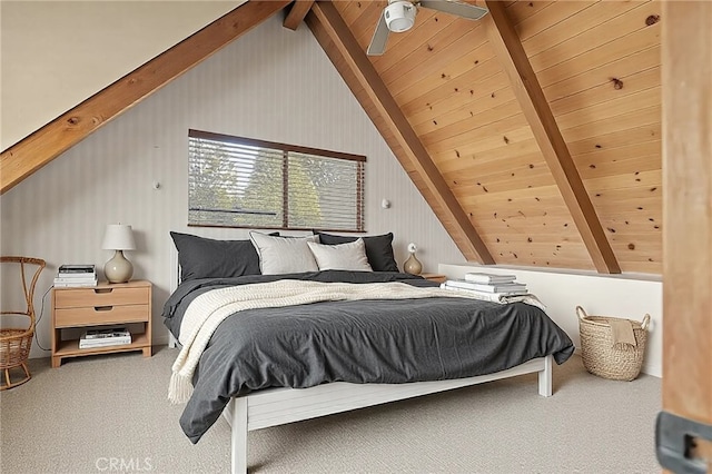 27008 Everest Rd, Lake Arrowhead, CA 92352 - carpeted bedroom with wood ceiling and a ceiling fan