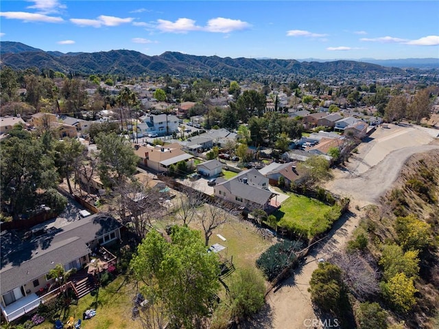 aerial view with a residential view and a mountain view