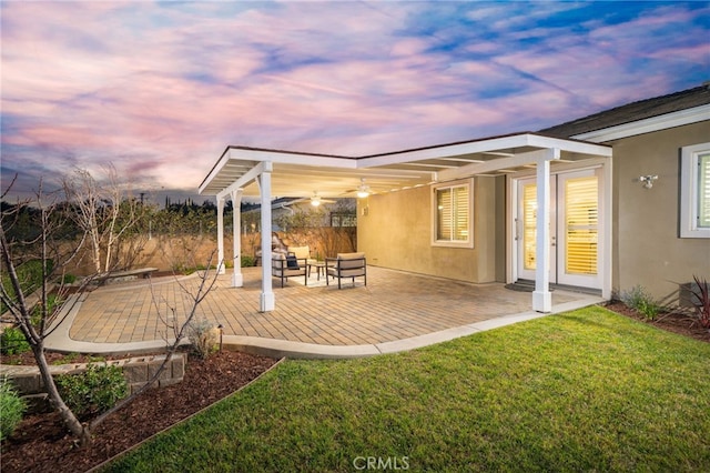 view of patio / terrace featuring fence and a pergola