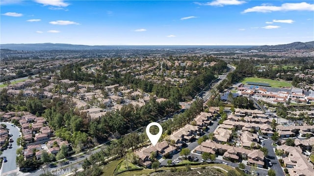 bird's eye view featuring a mountain view and a residential view