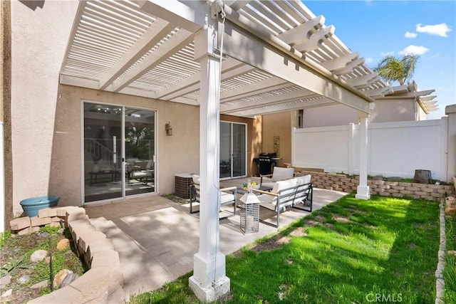 view of patio / terrace with fence and a pergola