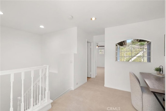 office with carpet, baseboards, and recessed lighting