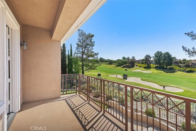 balcony with golf course view