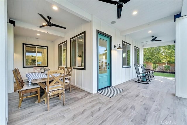 view of patio with a ceiling fan