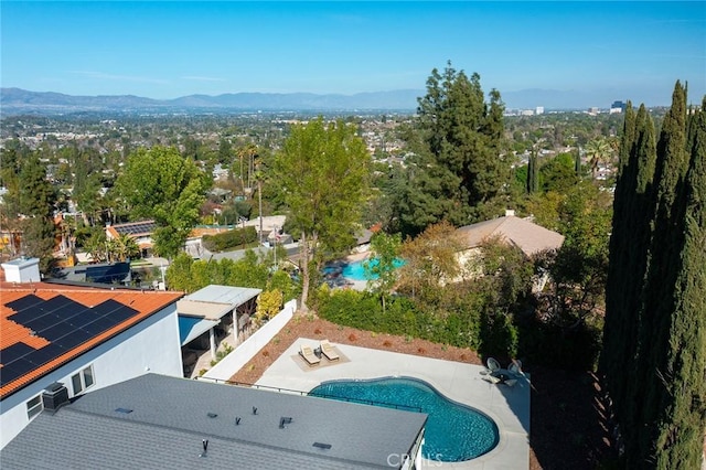 bird's eye view with a mountain view