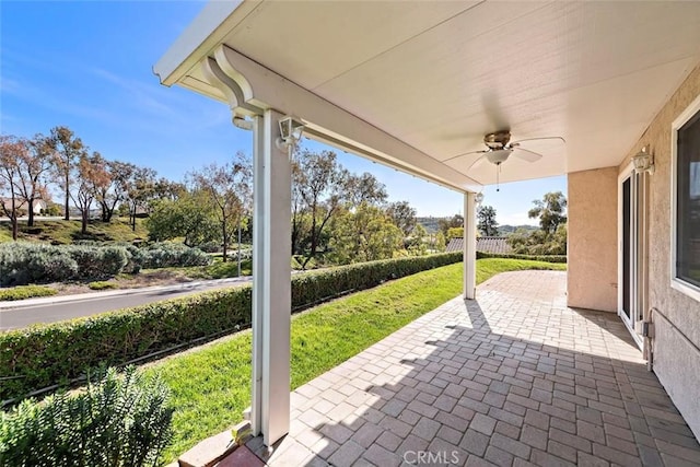 view of patio / terrace with a ceiling fan