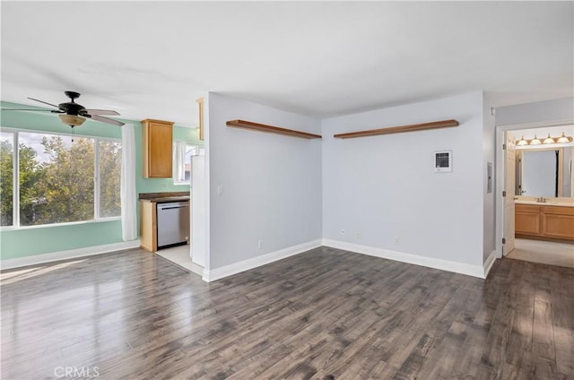3535 Madison Ave, Unit San Diego, CA 92116 - unfurnished living room with ceiling fan, wood finished floors, and baseboards
