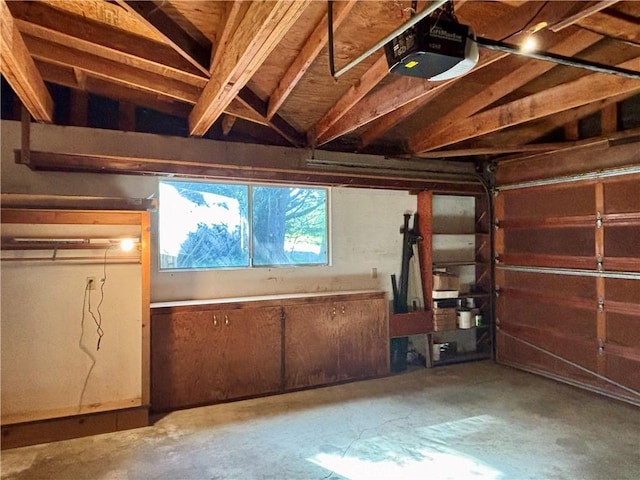 garage with a garage door opener