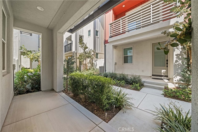 exterior space featuring stucco siding