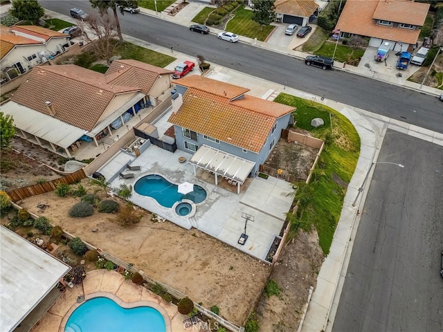 bird's eye view with a residential view