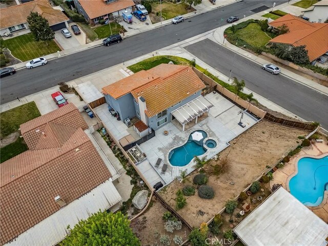 aerial view with a residential view